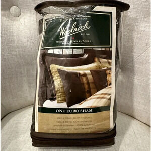 Woolrich Oak Harbor 1 Euro Sham Mocha Brown 26" x 26" Cabin Rustic Mountains NEW